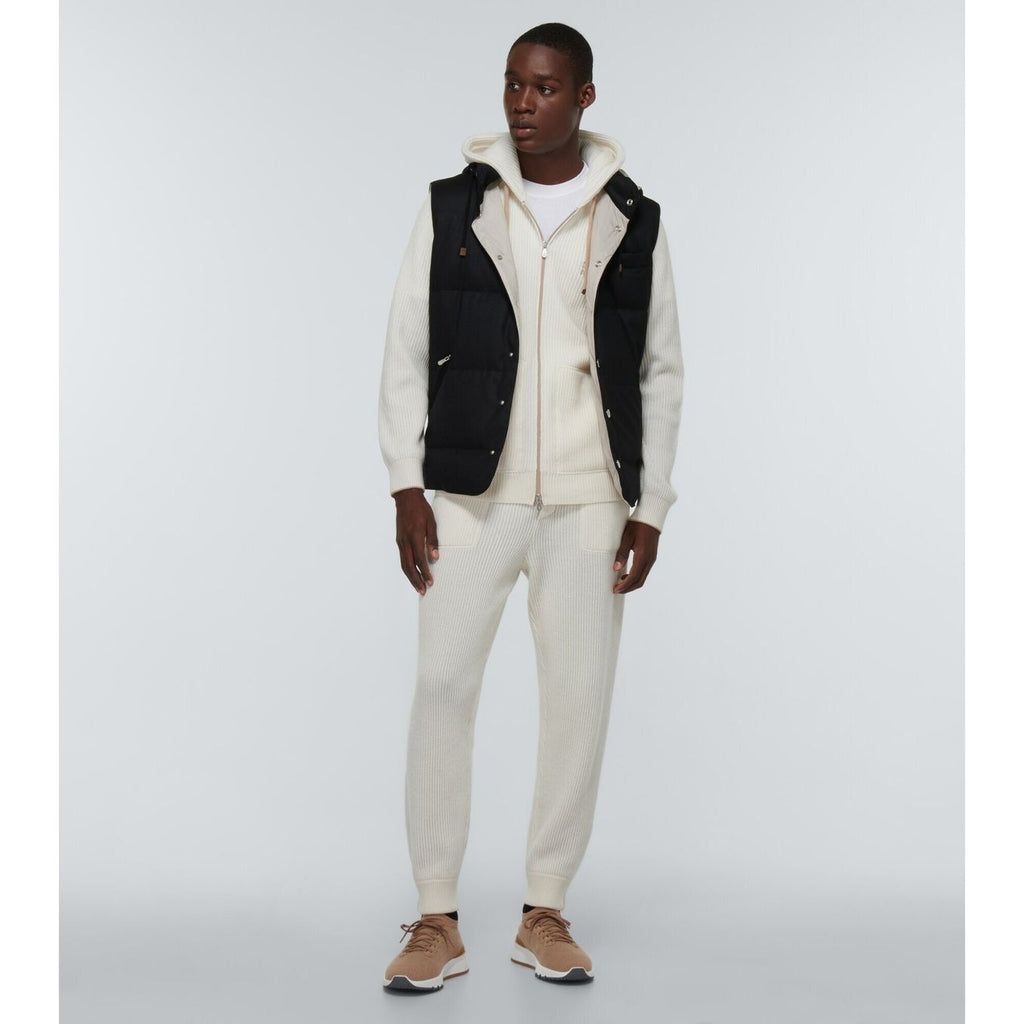 Espadrilles Brunello Cucinelli - Leather-Trimmed Stretch-Knit - Marron