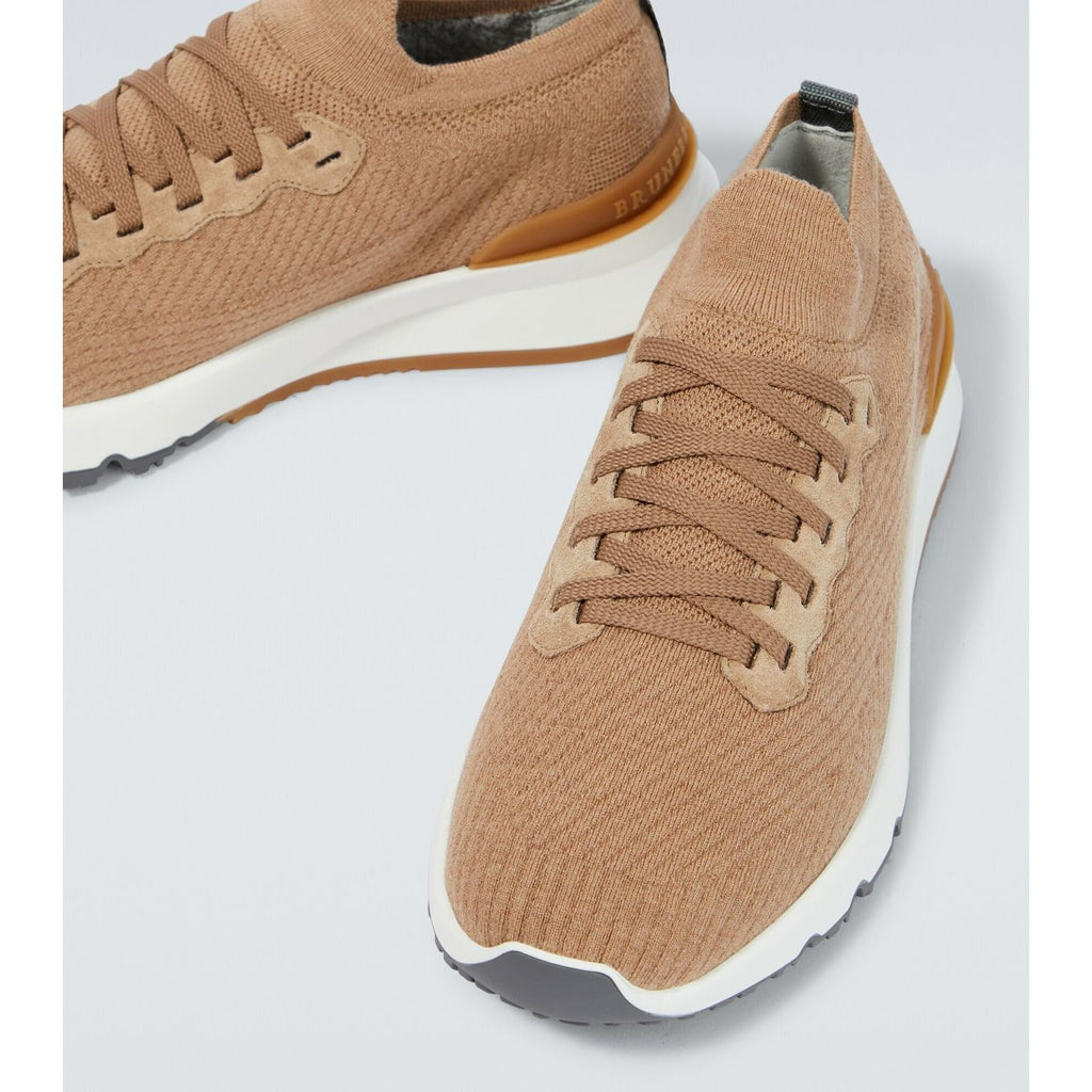 Espadrilles Brunello Cucinelli - Leather-Trimmed Stretch-Knit - Marron