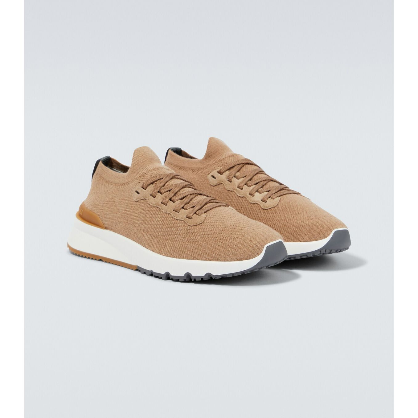 Espadrilles Brunello Cucinelli - Leather-Trimmed Stretch-Knit - Marron