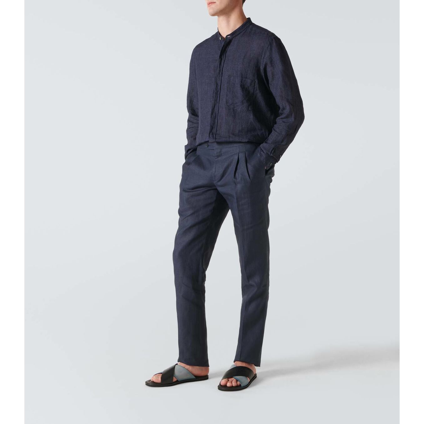 Sandale Berluti - Sifnos Scritto - Cuir - Noir/Bleu