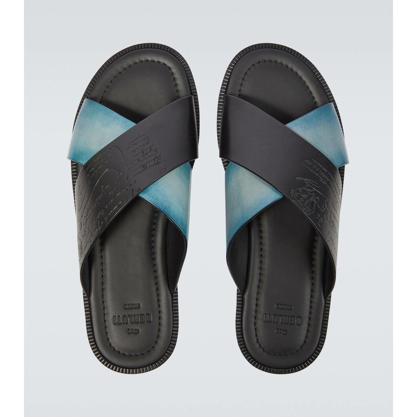 Sandale Berluti - Sifnos Scritto - Cuir - Noir/Bleu