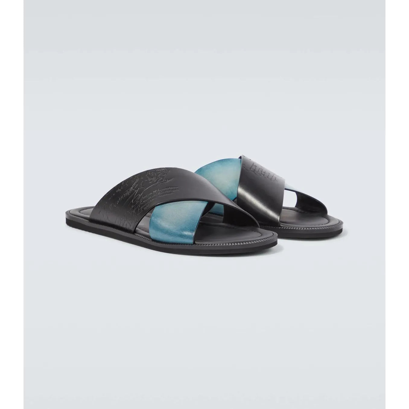 Sandale Berluti - Sifnos Scritto - Cuir - Noir/Bleu