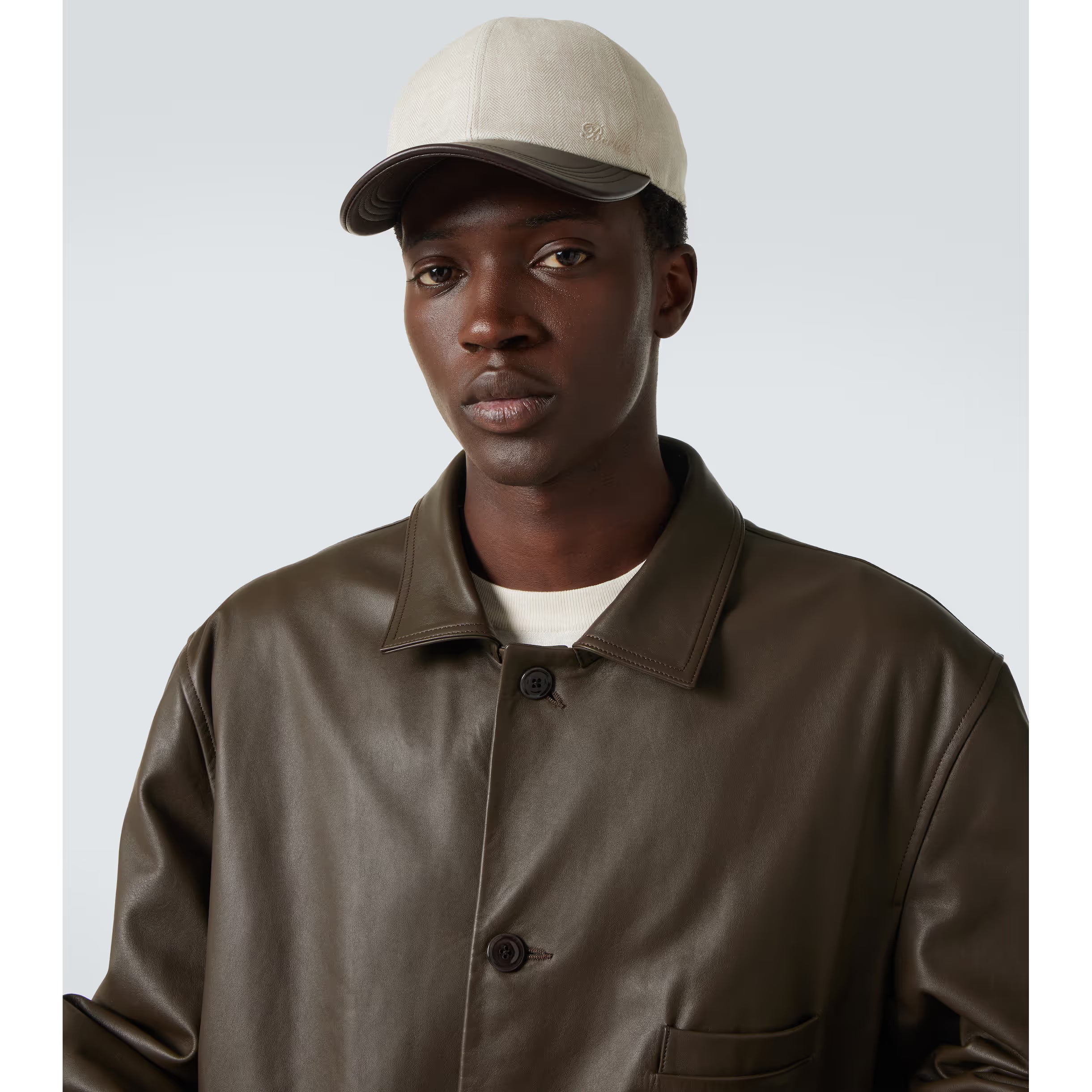 Casquette Berluti - En lin à cuir
