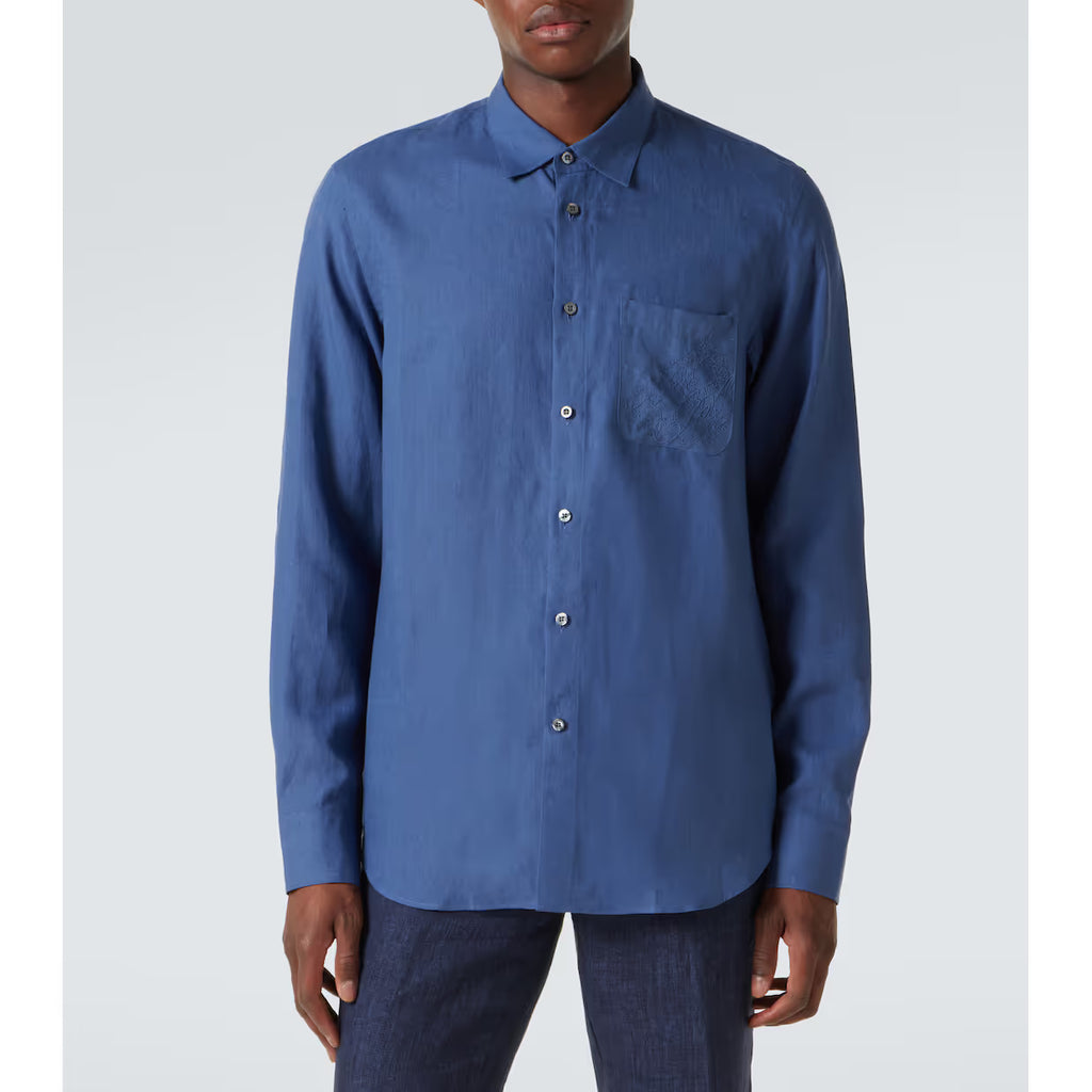 Chemise Berluti - Scritto – Lin - Bleu Marine