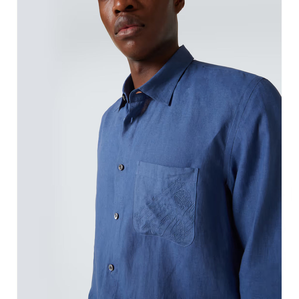 Chemise Berluti - Scritto – Lin - Bleu Marine