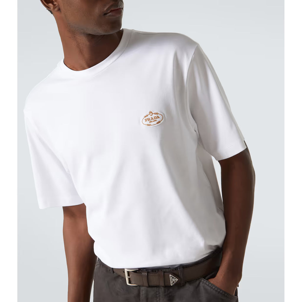 T-Shirt Prada - Interlock - Coton - Blanc