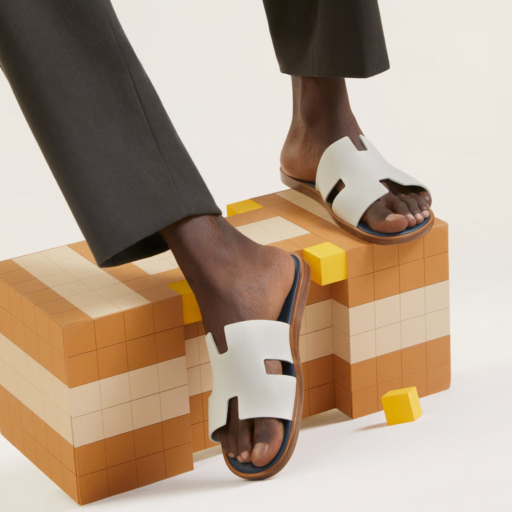 Sandales Hermes - Izmir - Blanc De Paris/Bleu Céleste