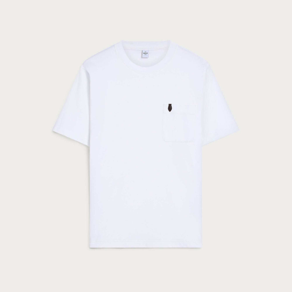 T-Shirt Berluti - à Poche avec Détail en Cuir - Blanc