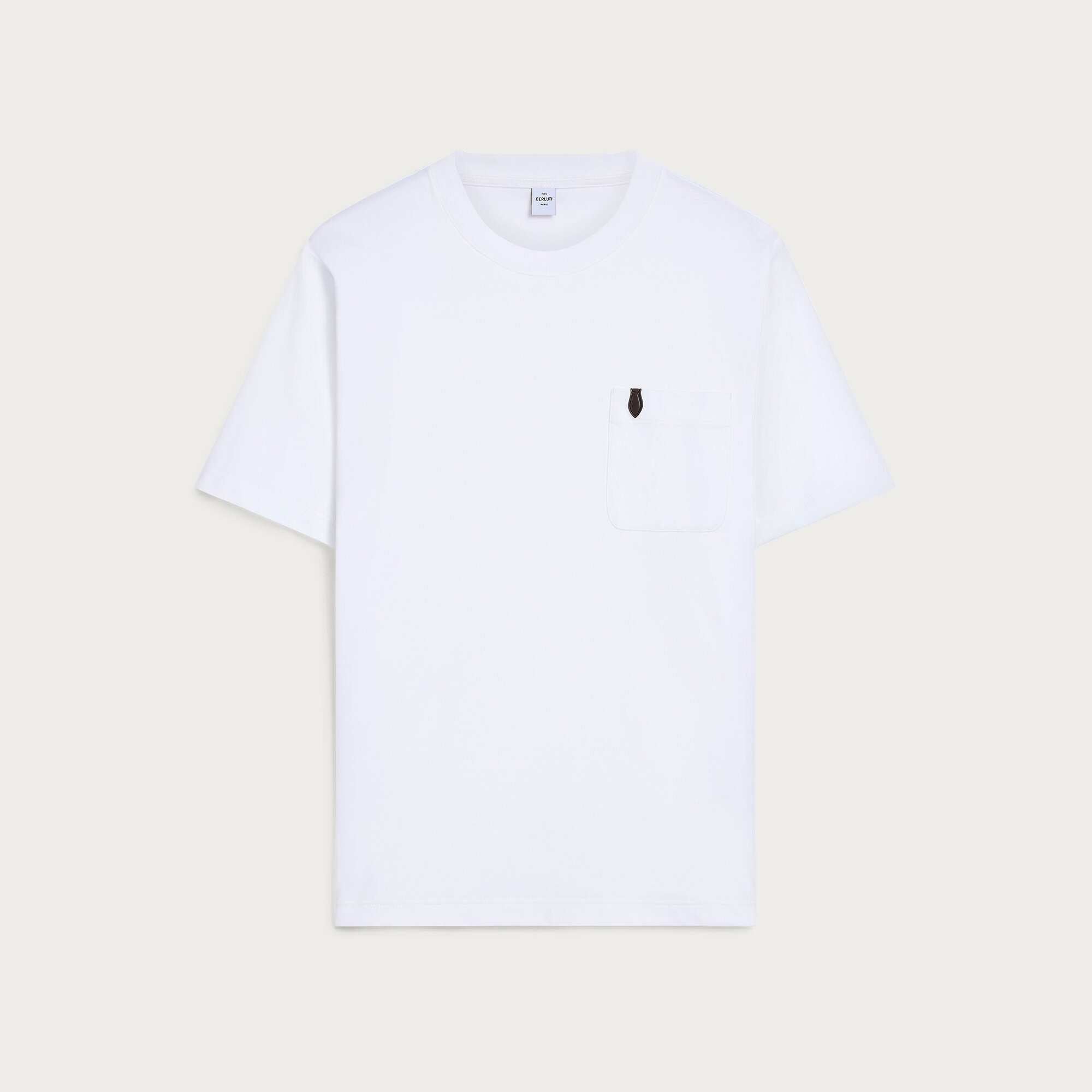 T-Shirt Berluti - à Poche avec Détail en Cuir - Blanc