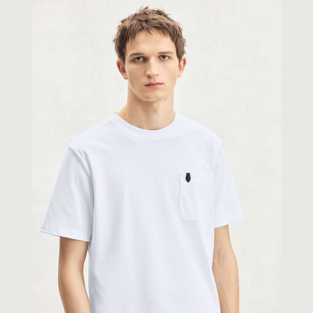T-Shirt Berluti - à Poche avec Détail en Cuir - Blanc