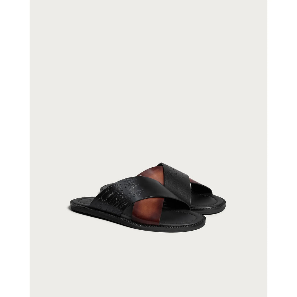 Sandale Berluti - Sifnos Scritto - Cuir - Noir/Marron