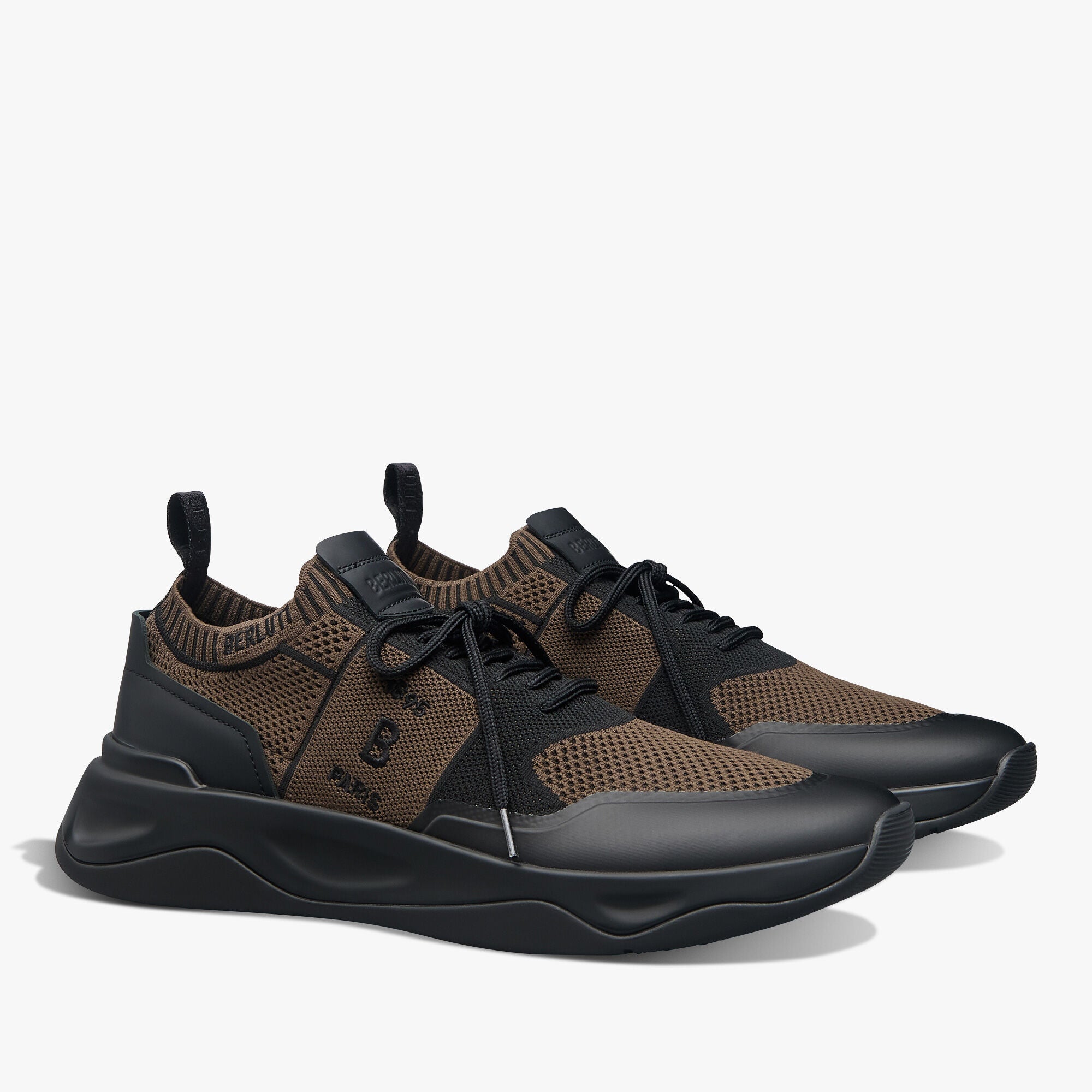 Espadrilles Berluti - Shadow en Maille et Cuir - Marron / Noir