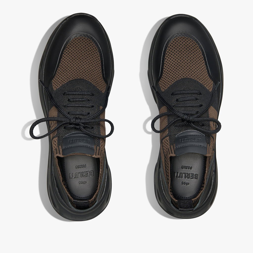 Espadrilles Berluti - Shadow en Maille et Cuir - Marron / Noir