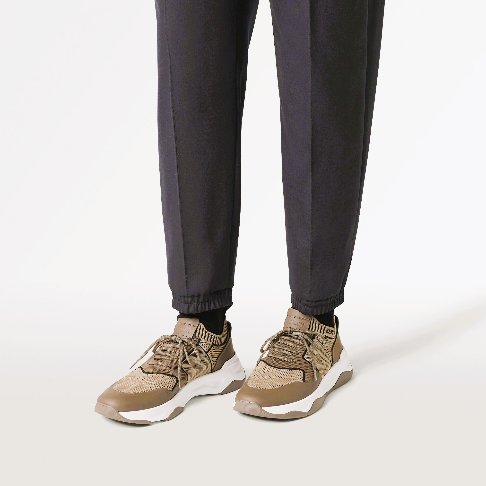 Espadrilles Berluti - Shadow en Maille et Cuir - Beige