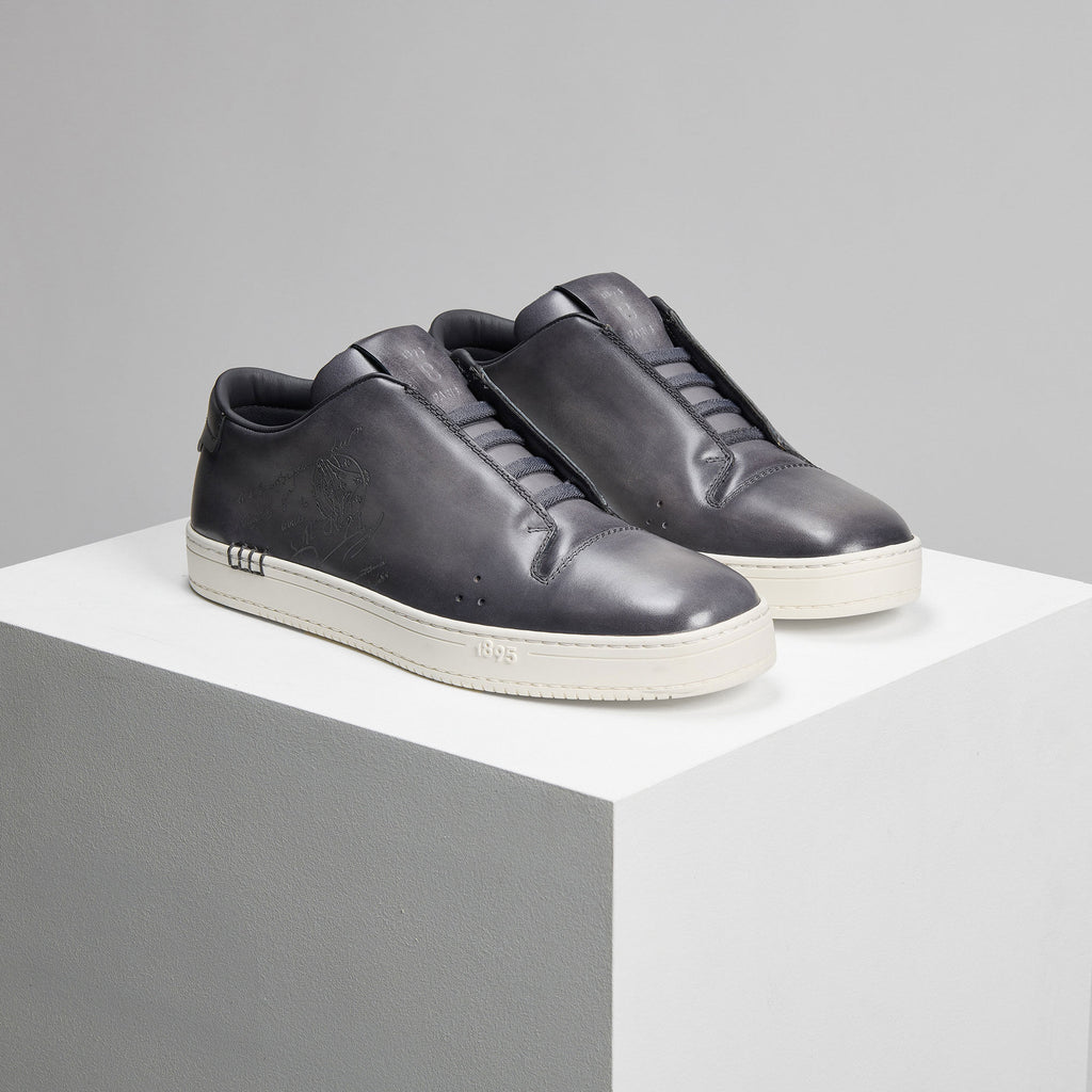 Espadrilles Berluti - Playtime Slip On - Cuir Scritto - Gris