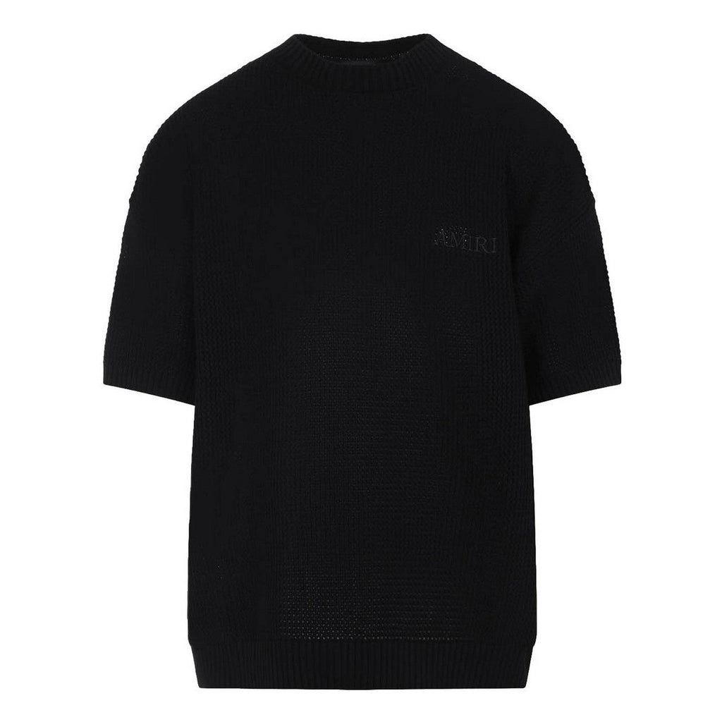 T-Shirt Amiri - Maille crochetée de coton - Noir