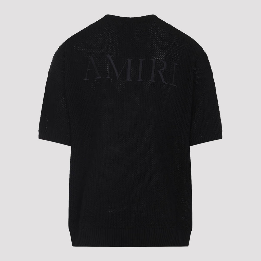 T-Shirt Amiri - Maille crochetée de coton - Noir