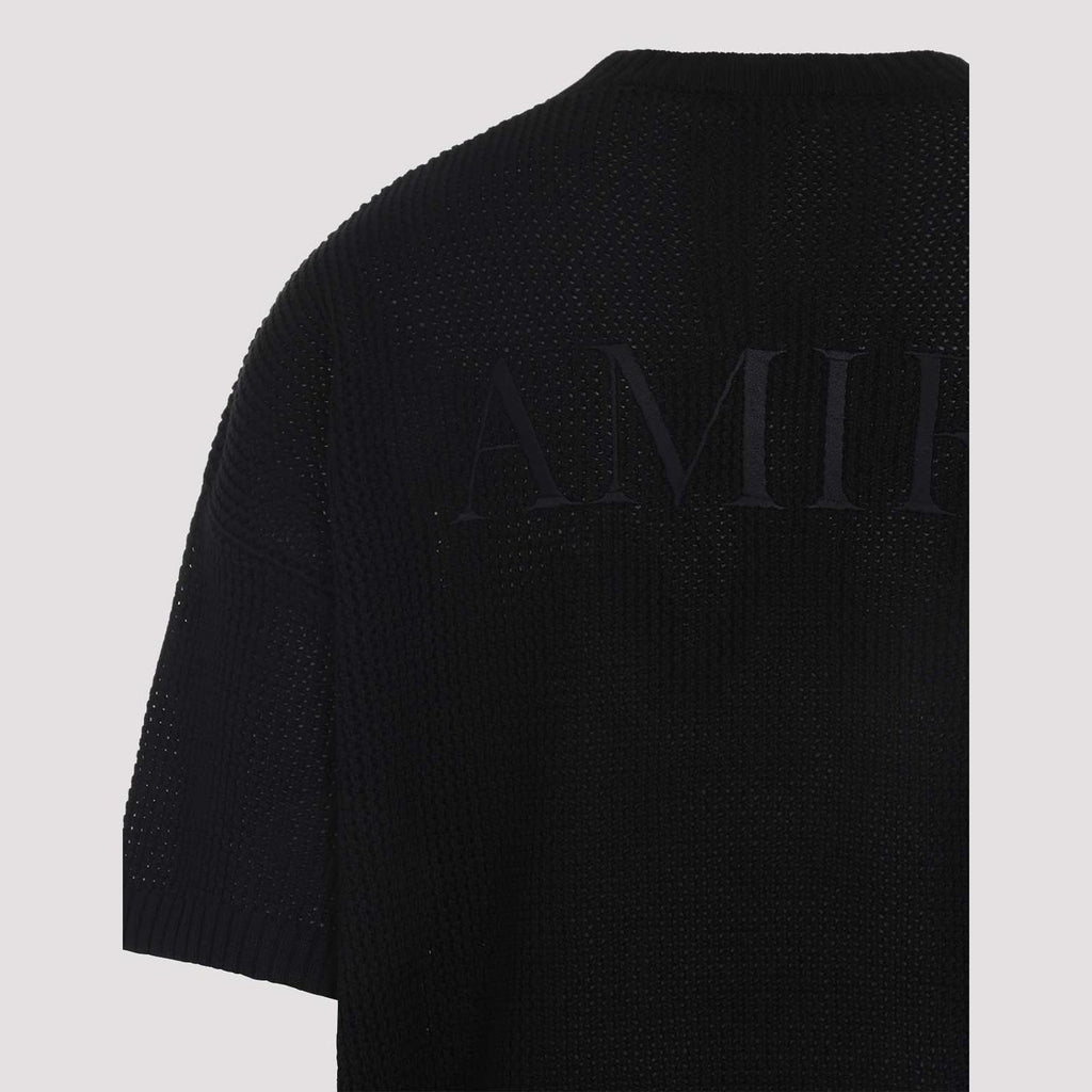 T-Shirt Amiri - Maille crochetée de coton - Noir