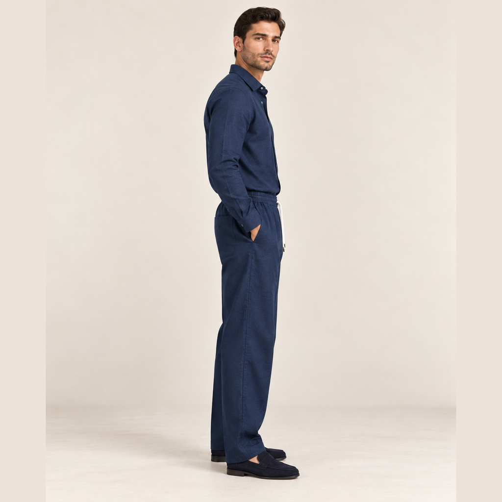 Pantalon Loro Piana - Lin - Bleu Marine