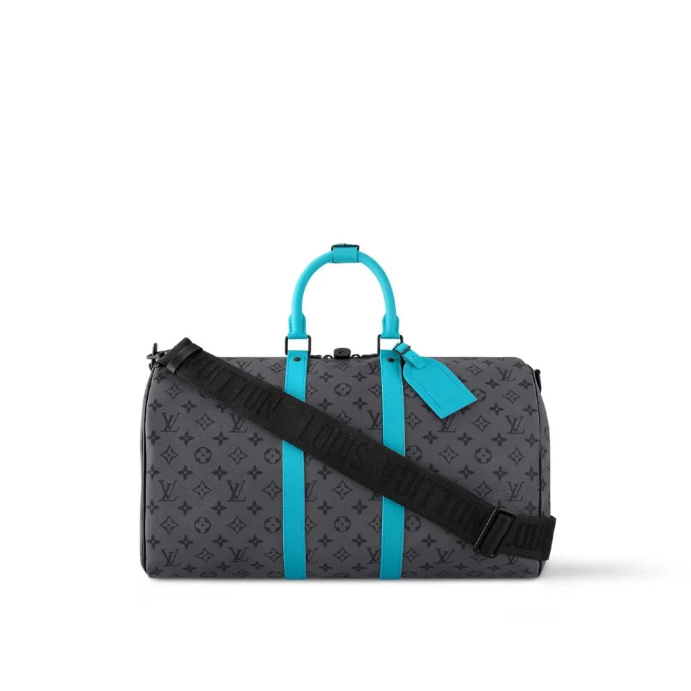 Sac de voyage Louis Vuitton - Keepall Bandoulière 45 - Toile Monogram Éclipse Turquoise