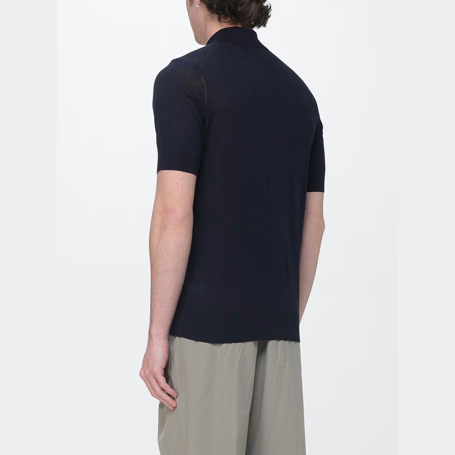 Polo Brunello Cucinelli - Soie et coton - Bleu Marine