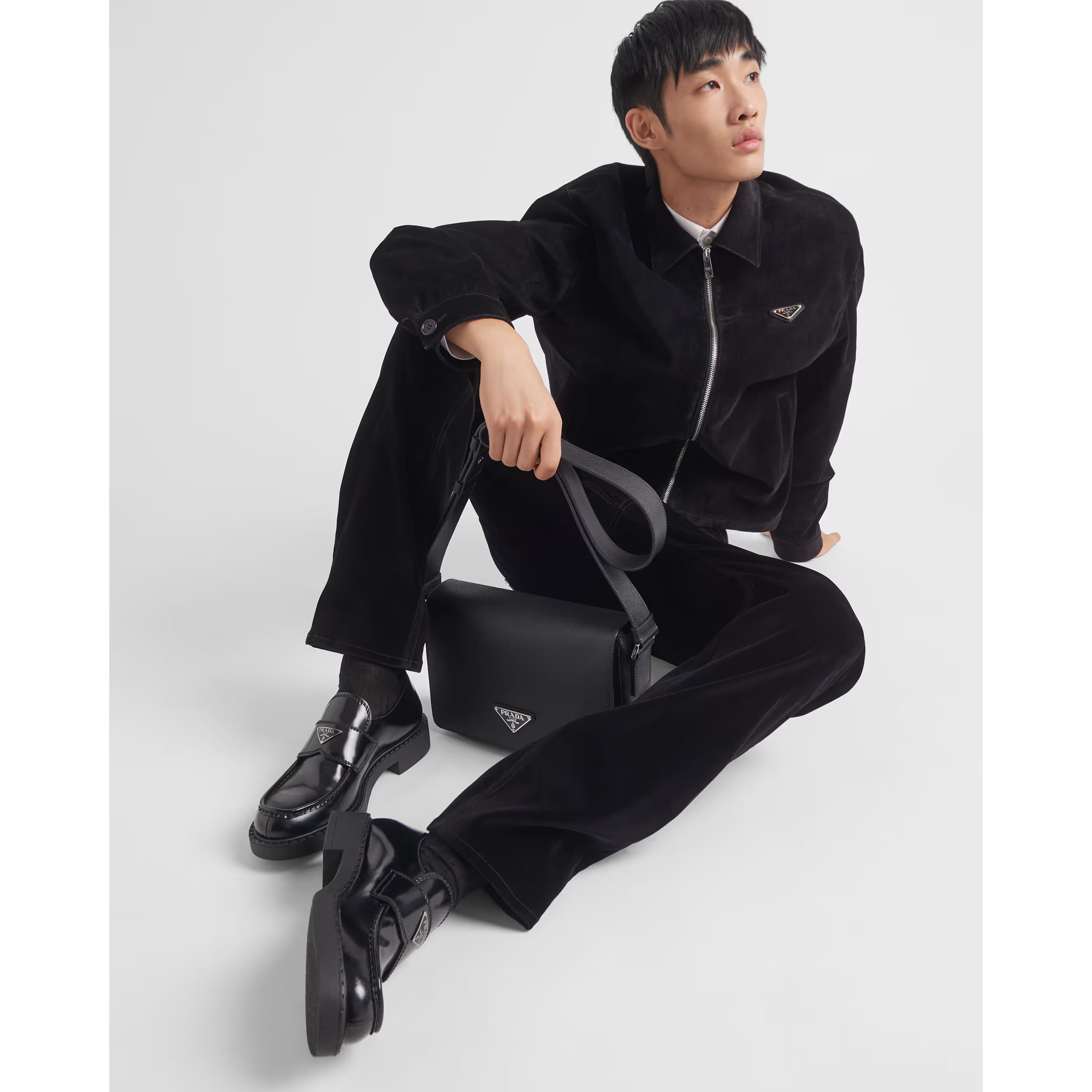 Mocassin Prada - Cuir Brossé - Noir