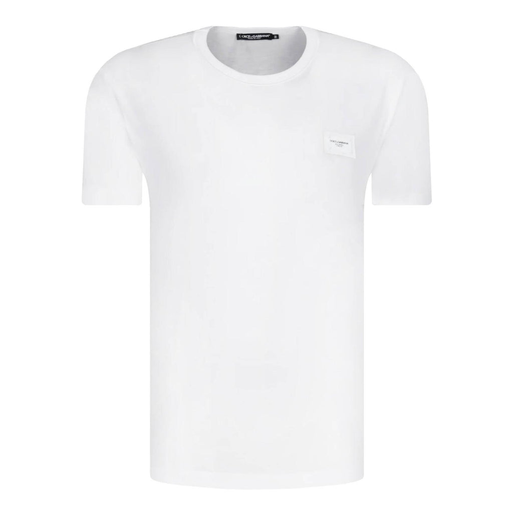 T-shirt Dolce & Gabbana - Coton avec plaquette à logo - Blanc