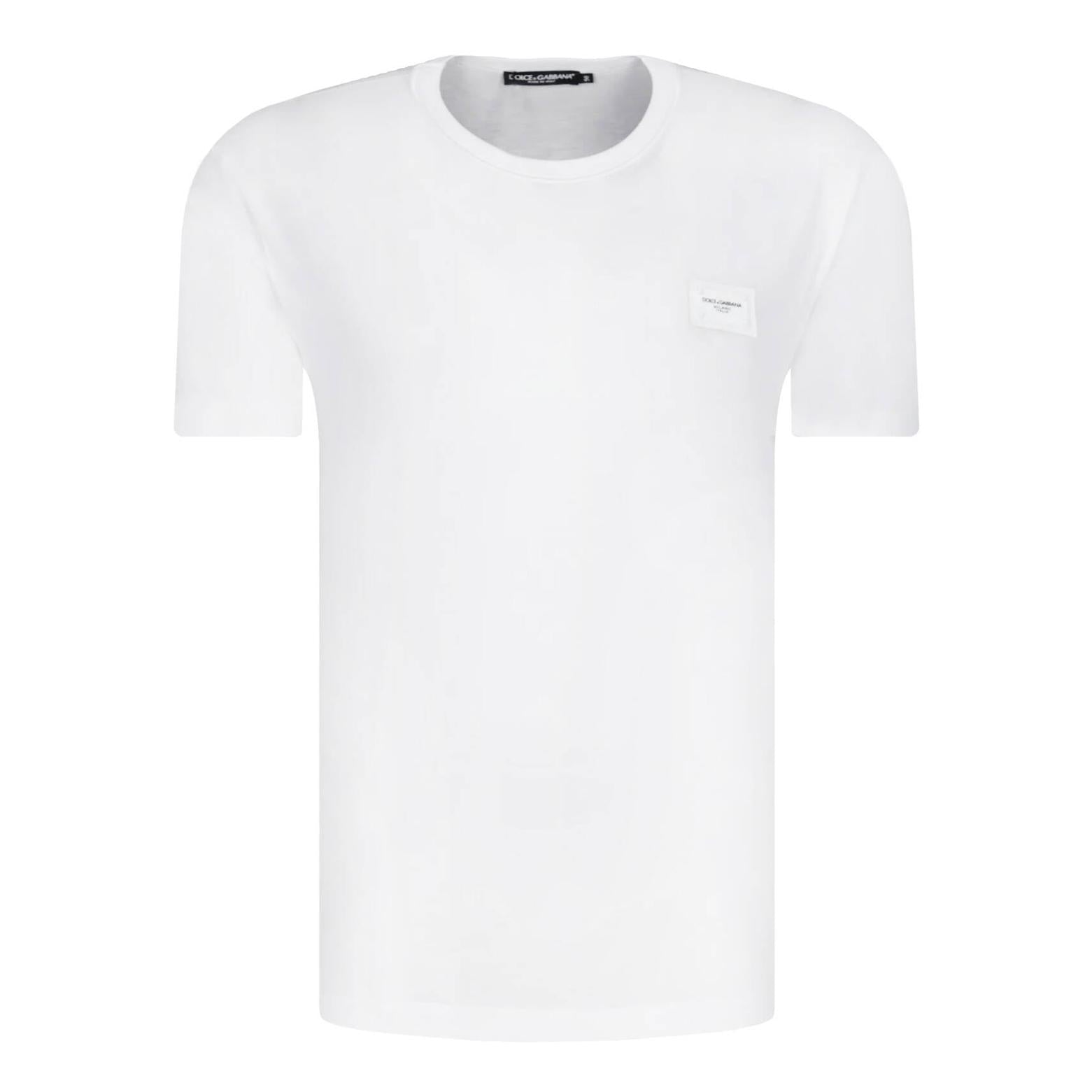 T-shirt Dolce & Gabbana - Coton avec plaquette à logo - Blanc