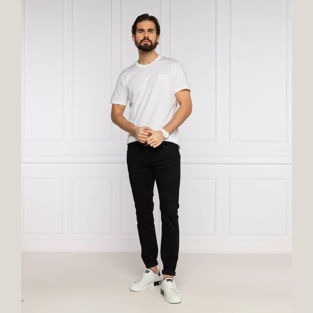 T-shirt Dolce & Gabbana - Coton avec plaquette à logo - Blanc