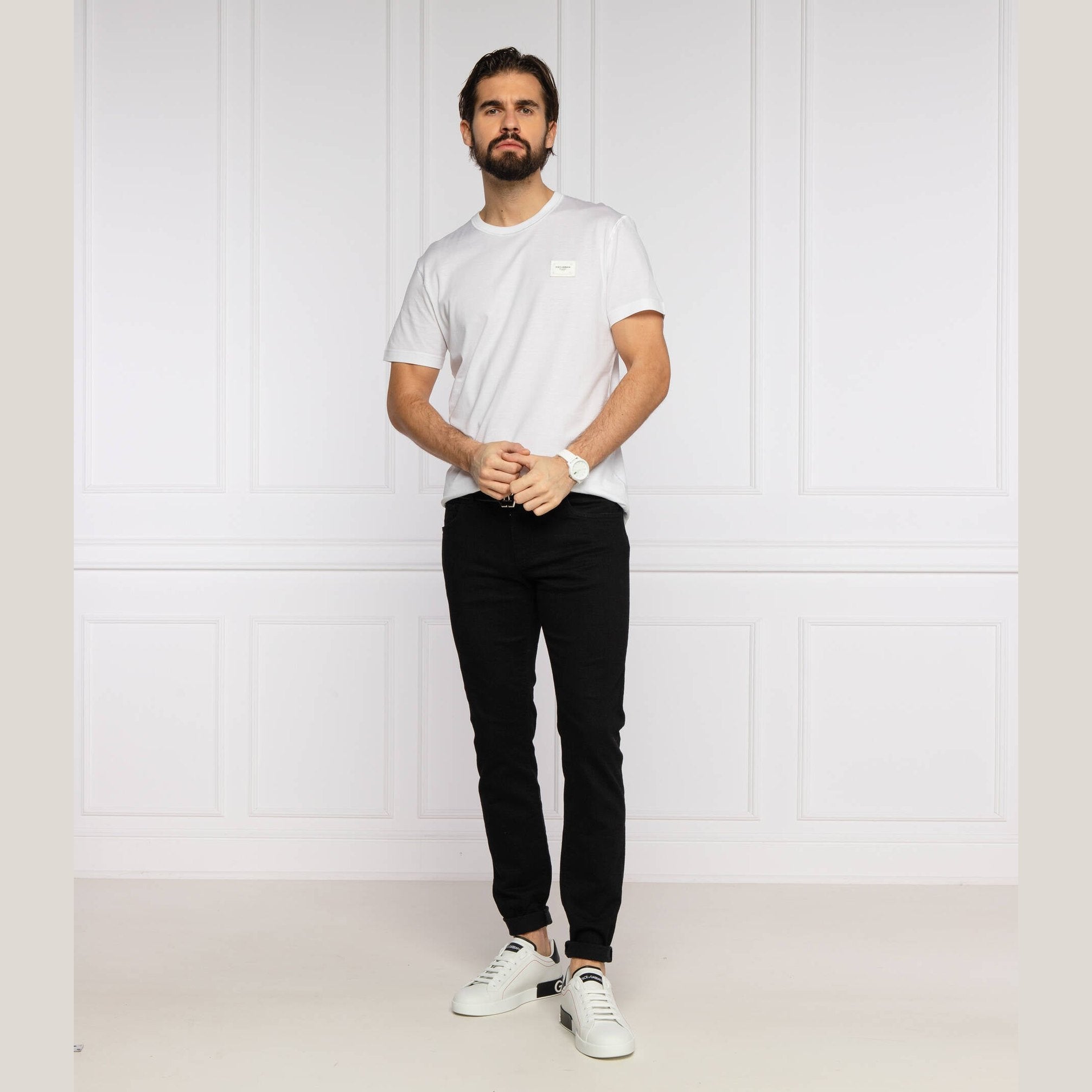 T-shirt Dolce & Gabbana - Coton avec plaquette à logo - Blanc