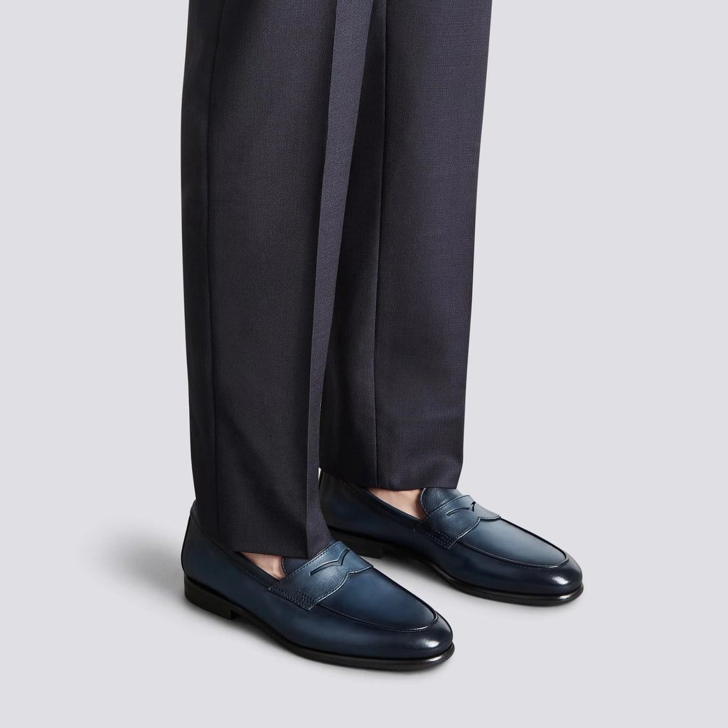 Mocassin Santoni - Penny Carlo - Cuir - Bleu