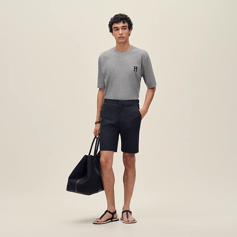 T-Shirt Hermes - Mini patch cuir « H'Cheval » - Gris