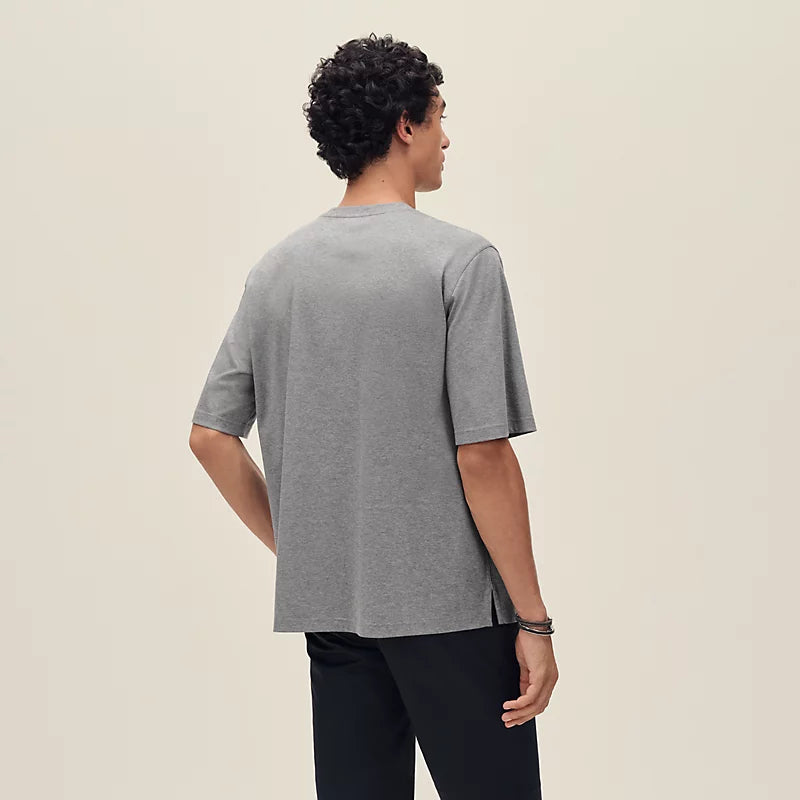 T-Shirt Hermes - Mini patch cuir « H'Cheval » - Gris