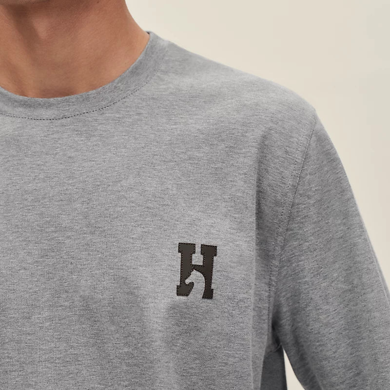 T-Shirt Hermes - Mini patch cuir « H'Cheval » - Gris
