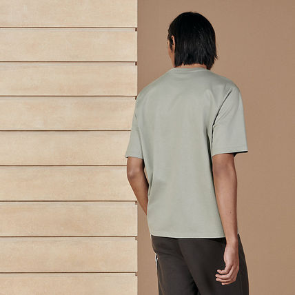 T-Shirt Hermes - Détail en cuir - Gris