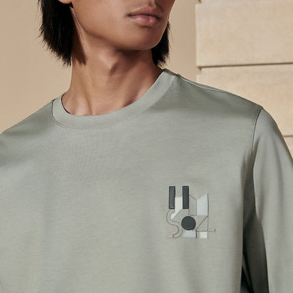 T-Shirt Hermes - Détail en cuir - Gris