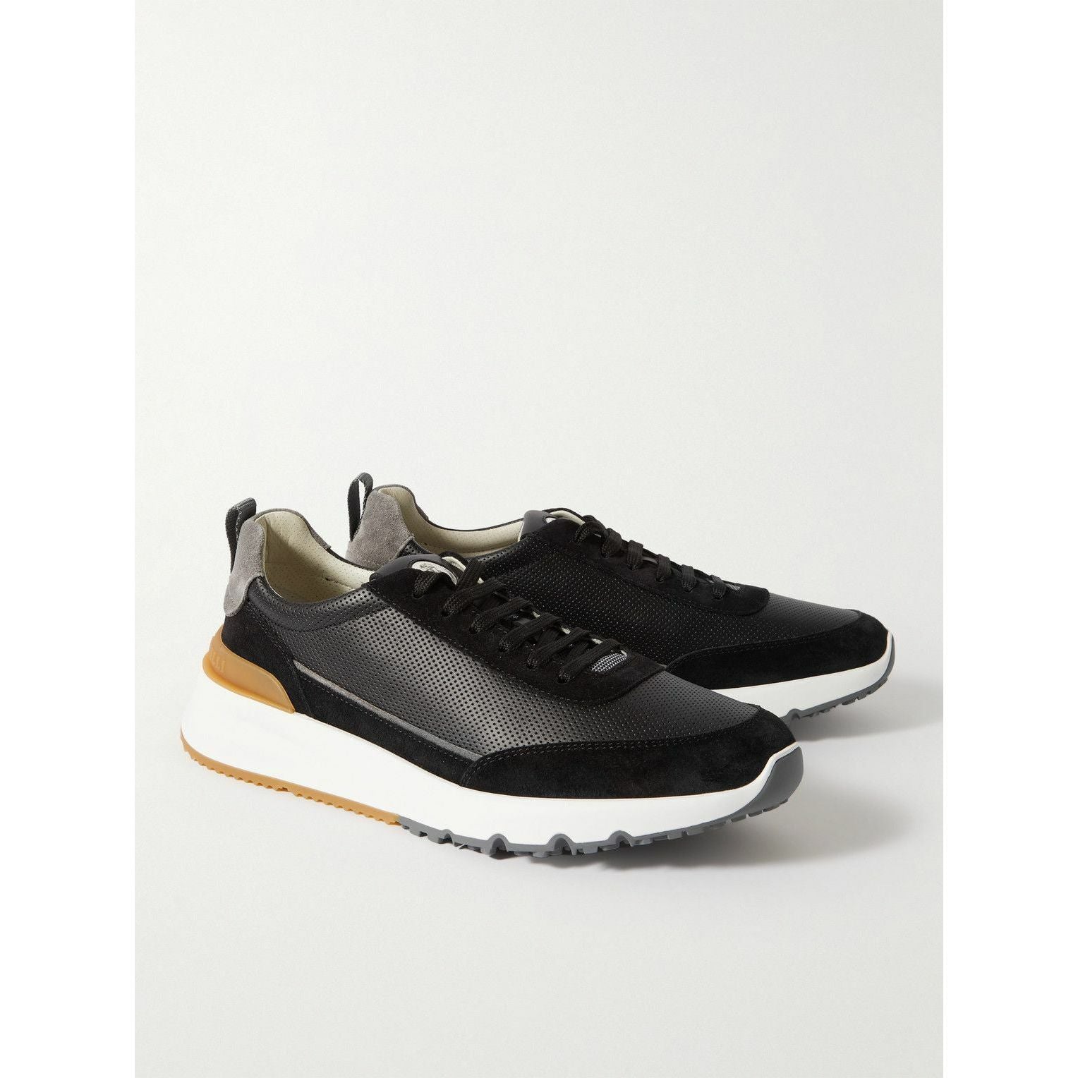 Espadrilles Brunello Cucinelli - Cuir perforé et Daim - Noir