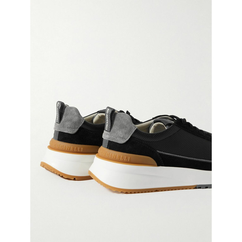 Espadrilles Brunello Cucinelli - Cuir perforé et Daim - Noir