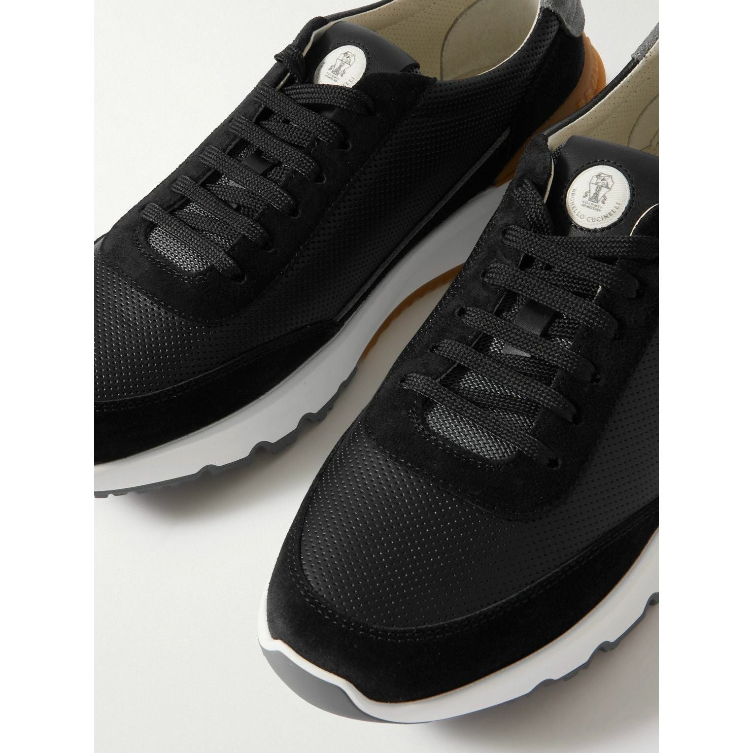 Espadrilles Brunello Cucinelli - Cuir perforé et Daim - Noir