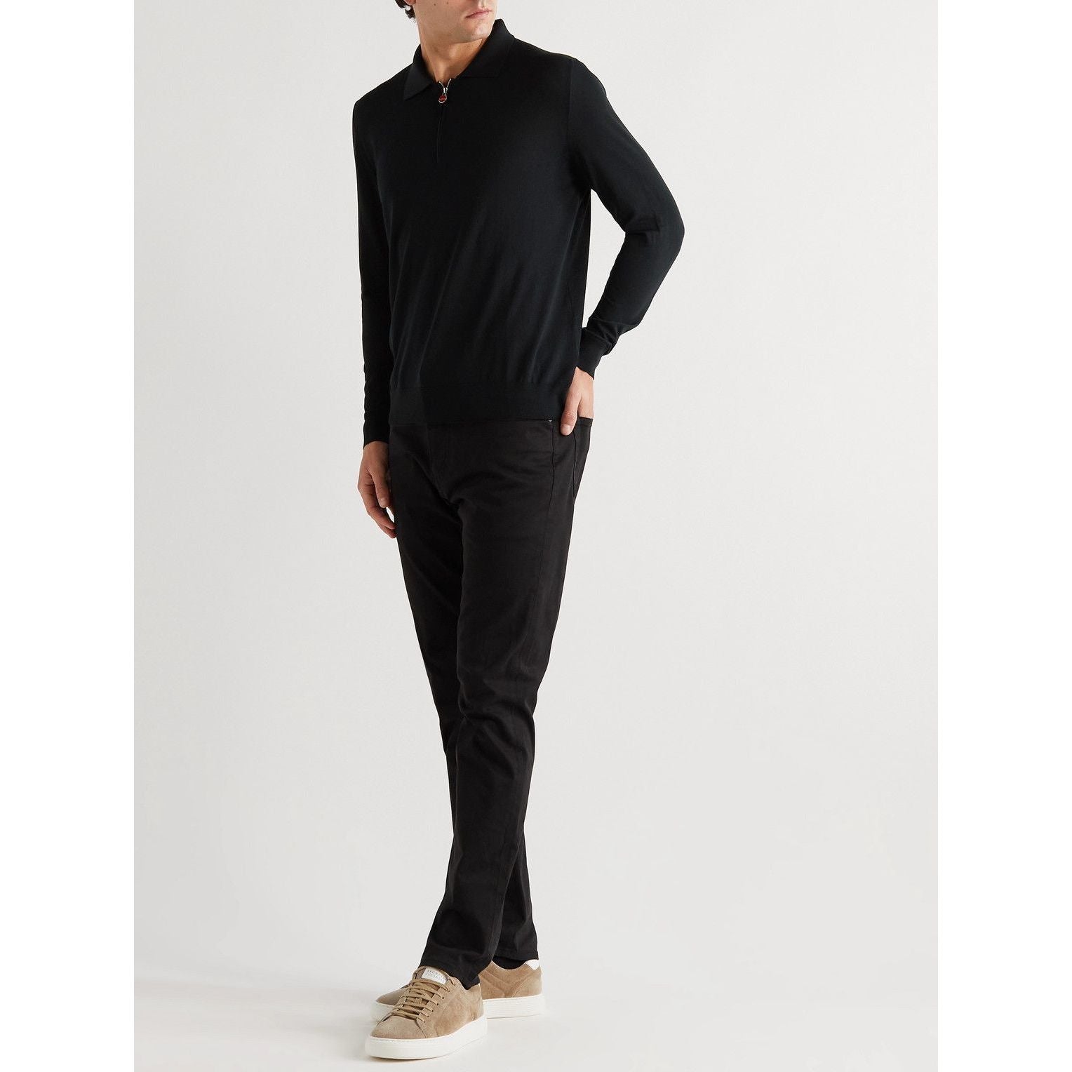 Polo Kiton - Cashmere & Silk-Blend Half-Zip - Noir