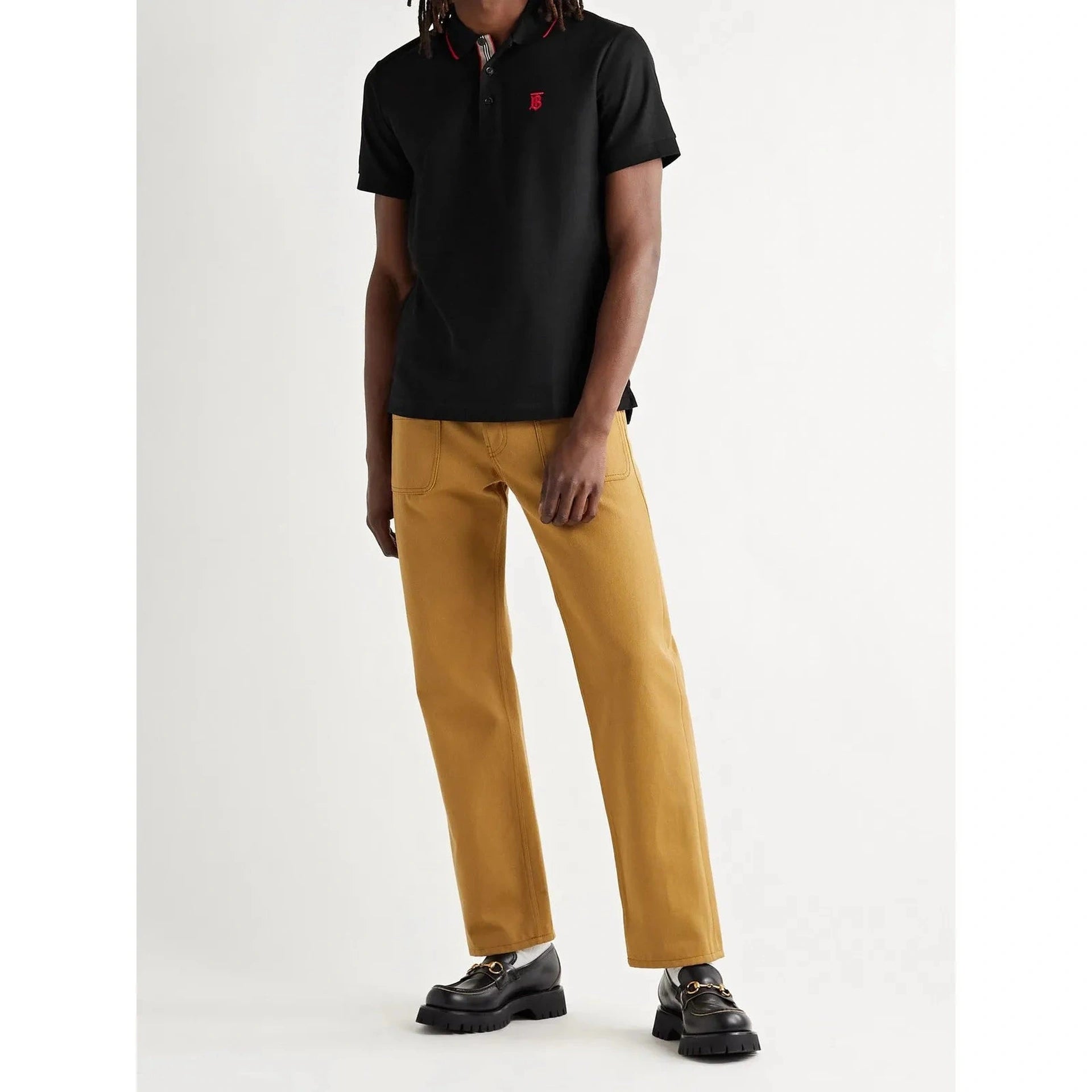 Polo Burberry - Logo Brodé - Noir/Rouge