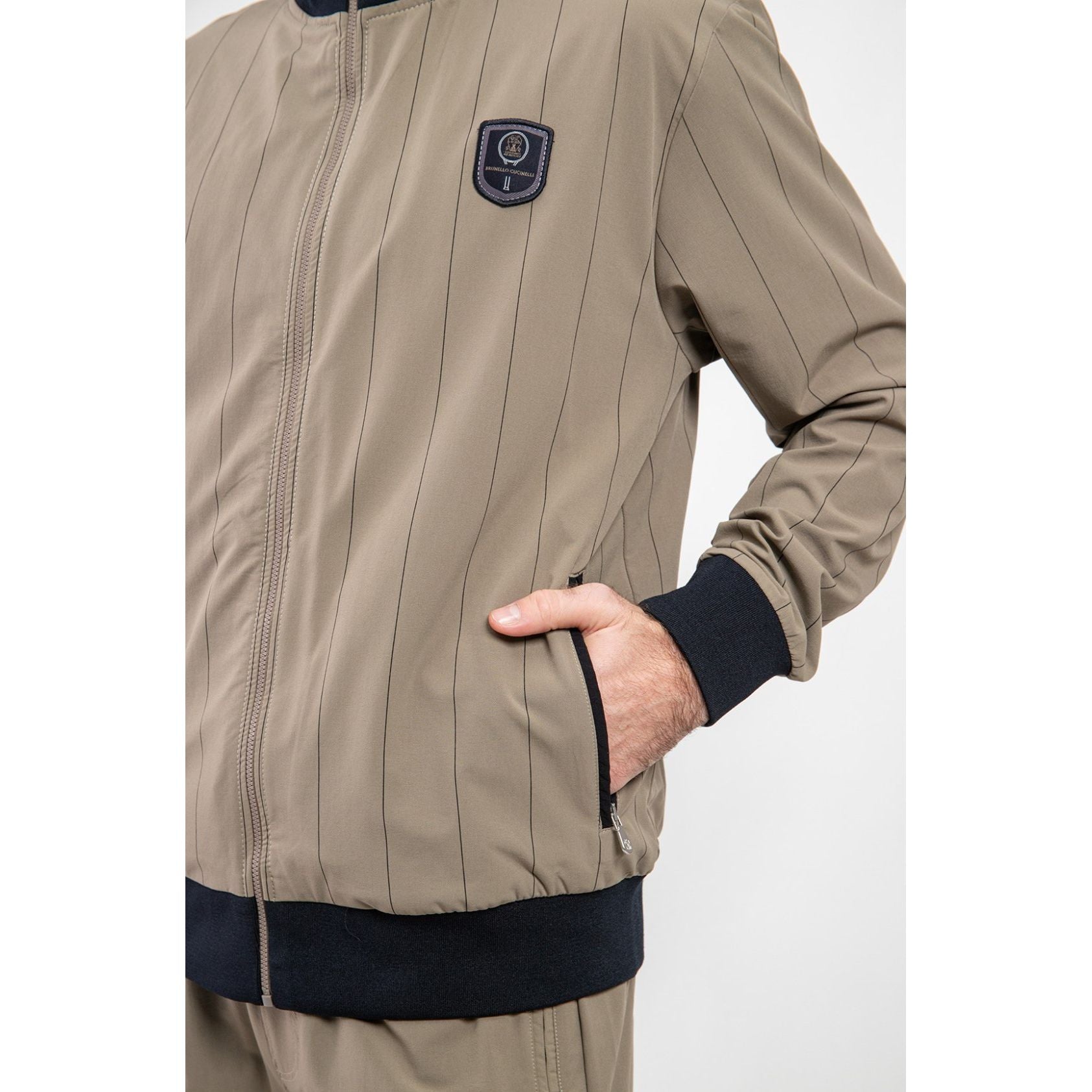 Bomber zippé coloris taupe – Brunello Cucinelli
