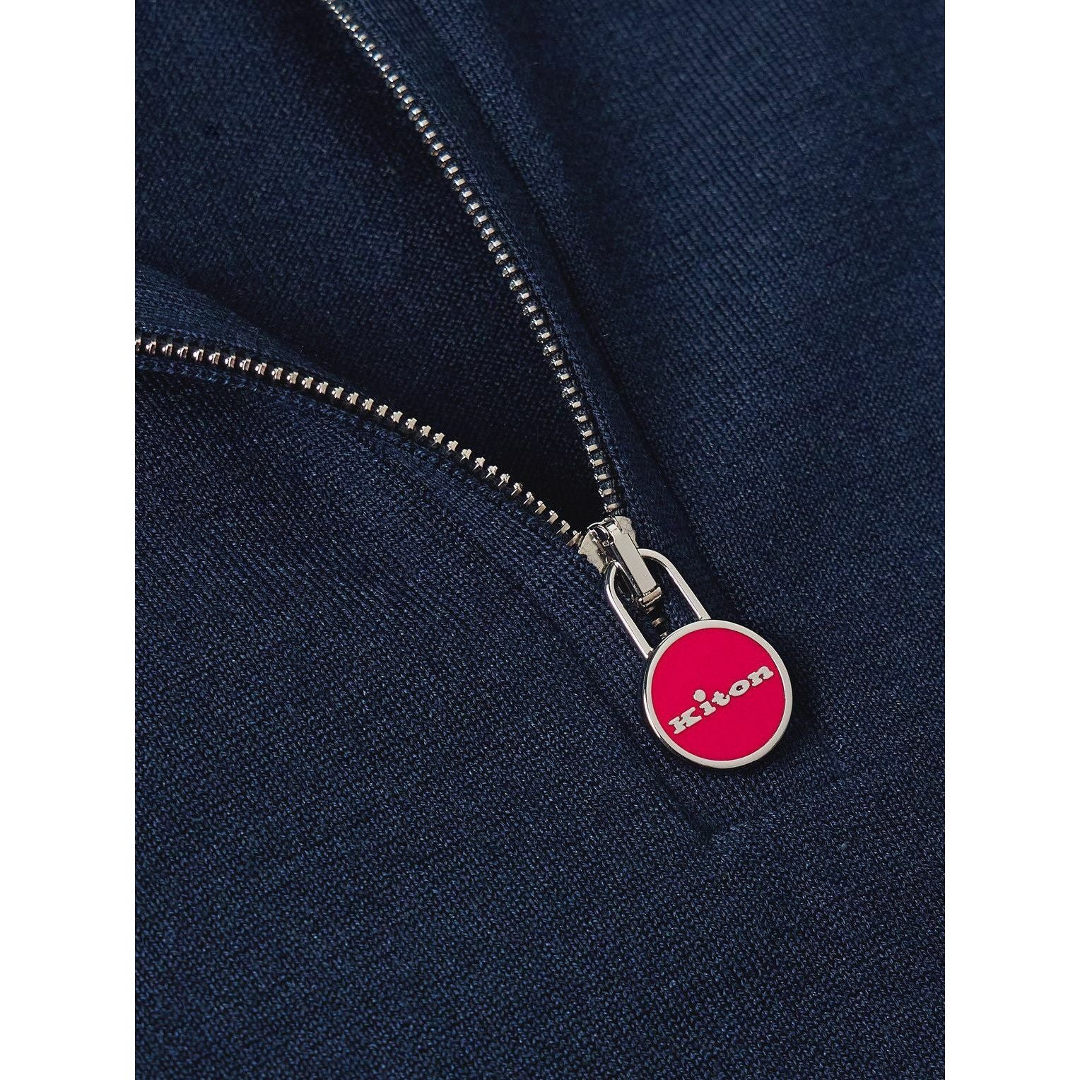 Polo Kiton - Cashmere & Silk-Blend Half-Zip - Bleu