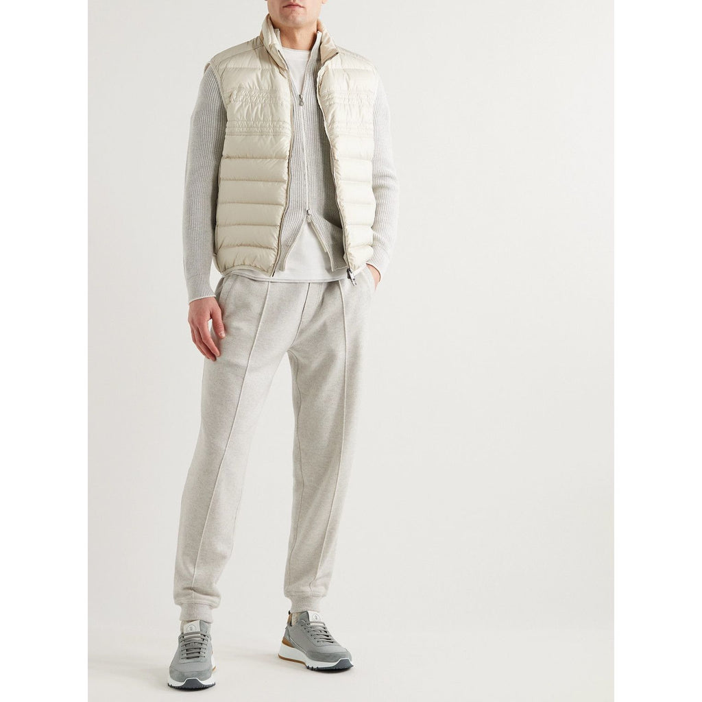 Espadrilles Brunello Cucinelli - Maille bordée de cuir et de daim - Gris