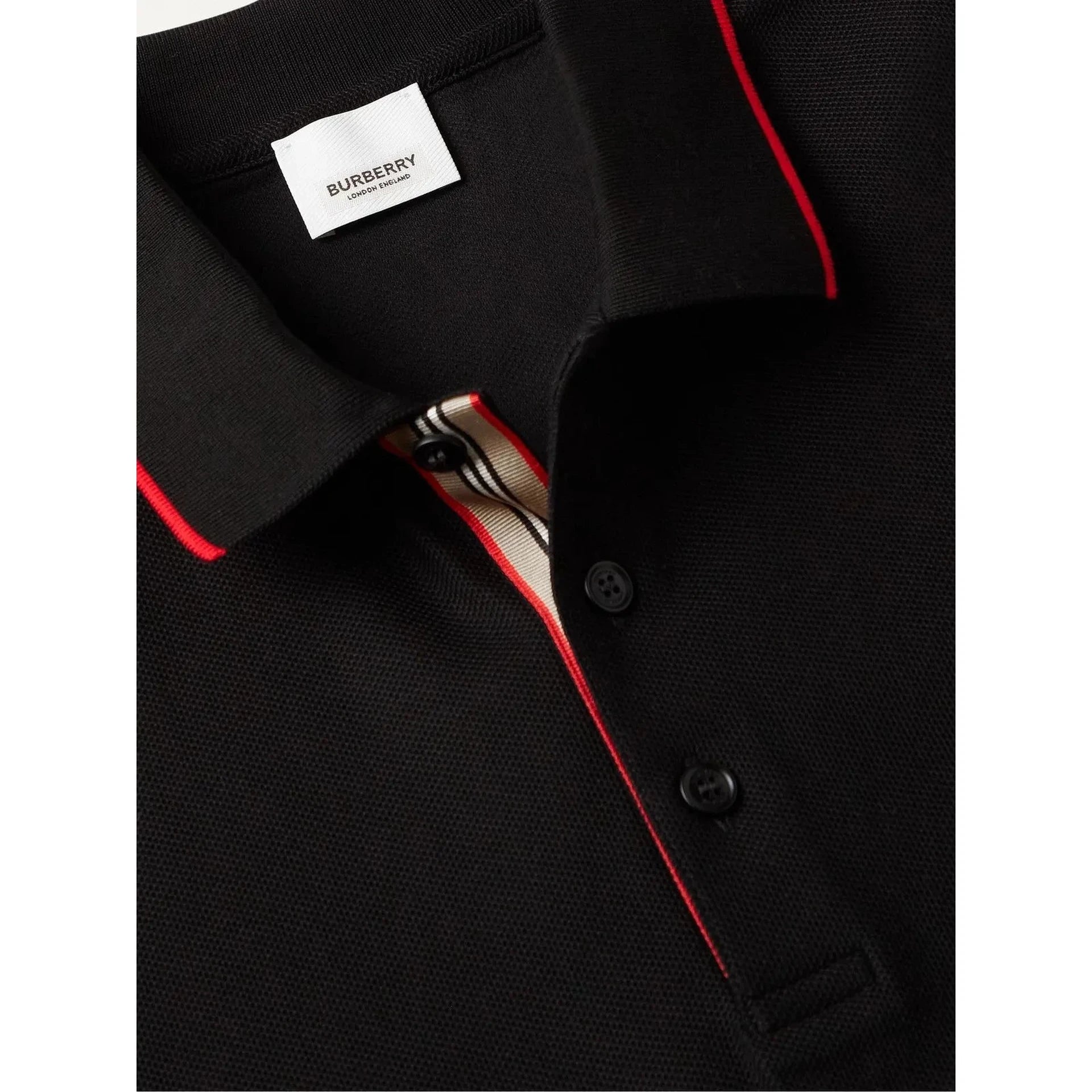 Polo Burberry - Logo Brodé - Noir/Rouge