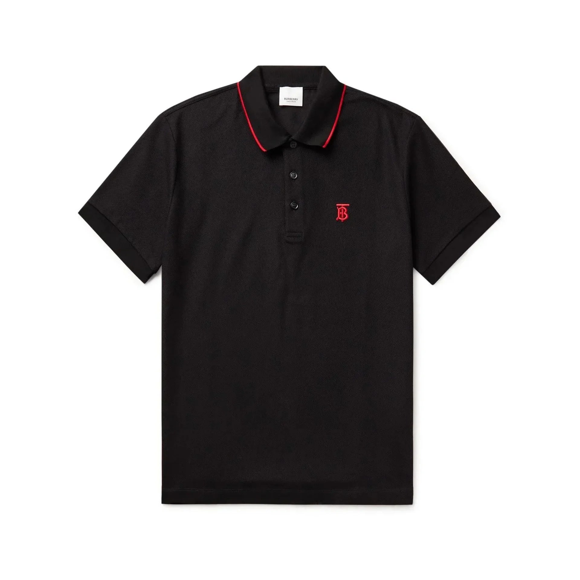 Polo Burberry - Logo Brodé - Noir/Rouge