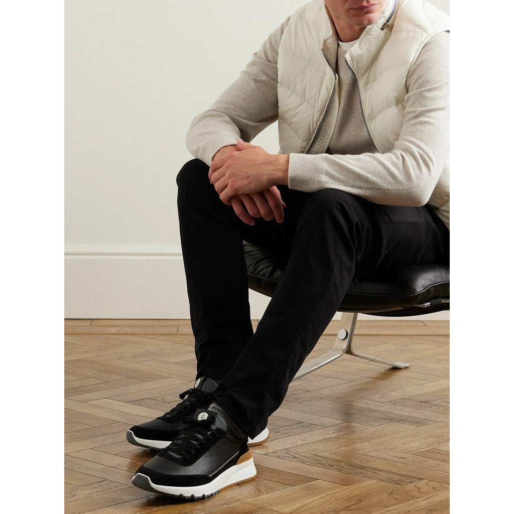 Espadrilles Brunello Cucinelli - Cuir perforé et Daim - Noir