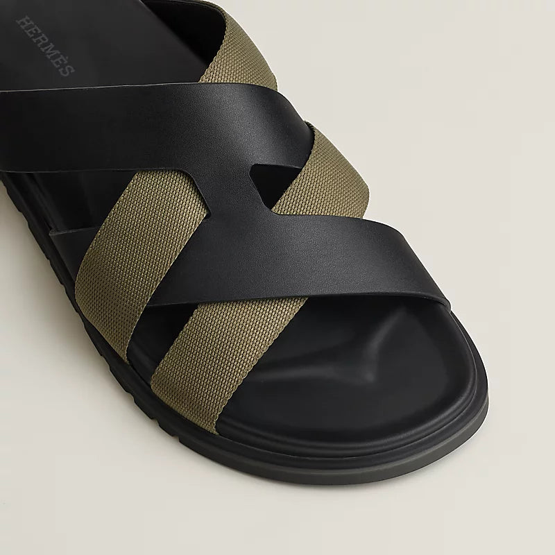Sandales Hermes - Kazimir - Noir / Vert Toundra