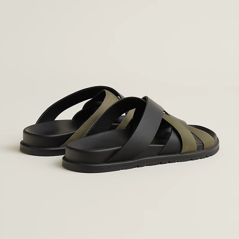 Sandales Hermes - Kazimir - Noir / Vert Toundra