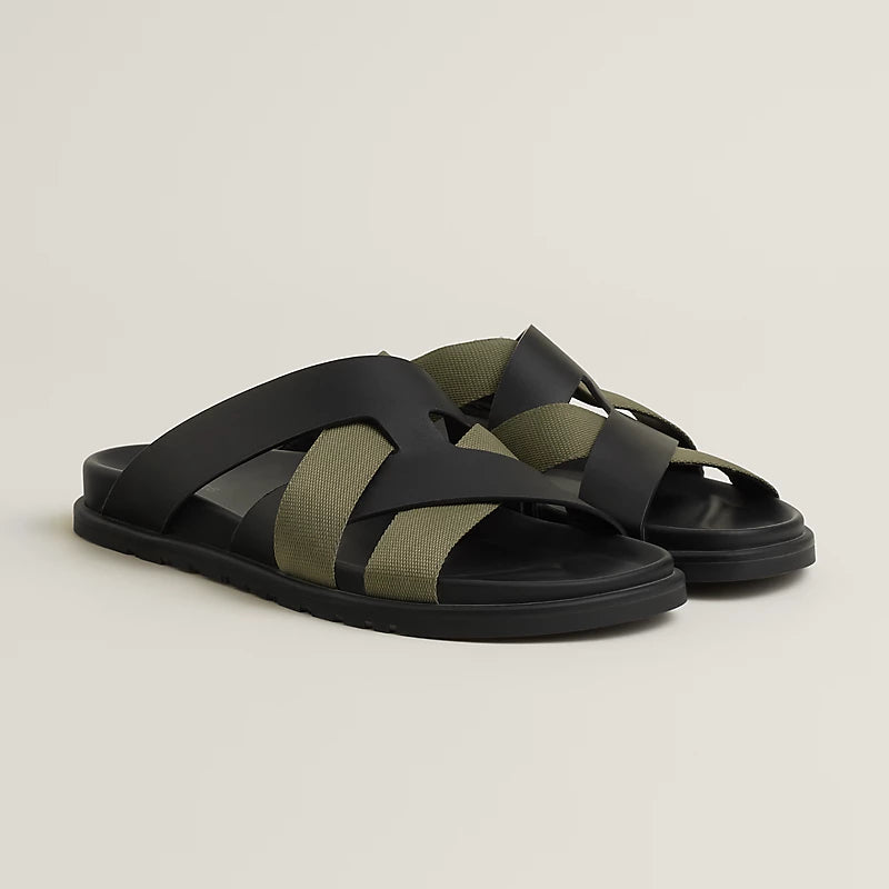 Sandales Hermes - Kazimir - Noir / Vert Toundra